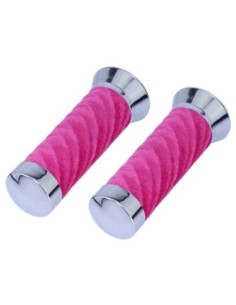 Custom Swirl Velour Grips 7/8 long 130mm Pink.